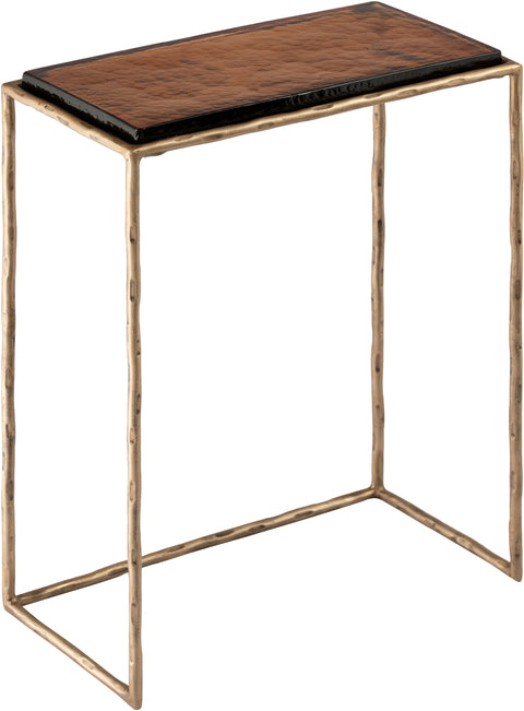 Harlow Brass Recycled Glass Top And Iron Base Nesting End Table, 1 Piece
