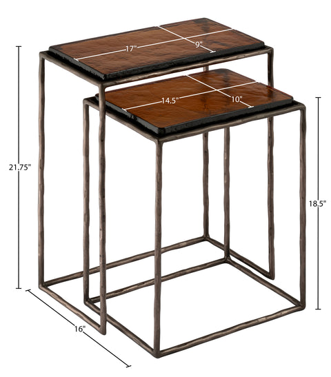 Harlow Bronze Recycled Glass Top And Iron Base Nesting End Table, 1 Piece