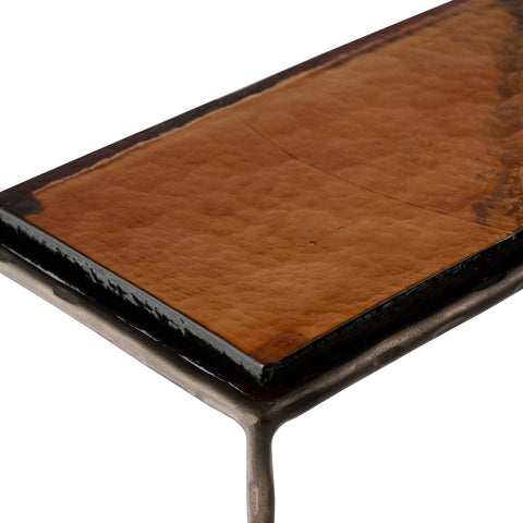 Harlow Bronze Recycled Glass Top And Iron Base Nesting End Table, 1 Piece