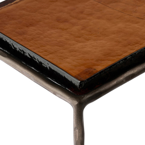 Harlow Bronze Recycled Glass Top And Iron Base Nesting End Table, 1 Piece