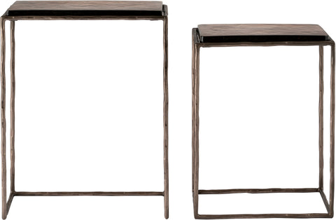Harlow Bronze Recycled Glass Top And Iron Base Nesting End Table, 1 Piece
