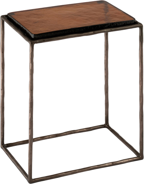 Harlow Bronze Recycled Glass Top And Iron Base Nesting End Table, 1 Piece