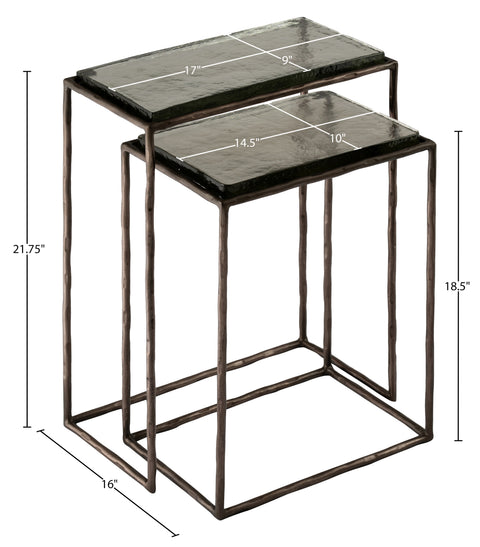 Harlow Bronze Recycled Glass Top And Iron Base Nesting End Table, 1 Piece (Style 2)