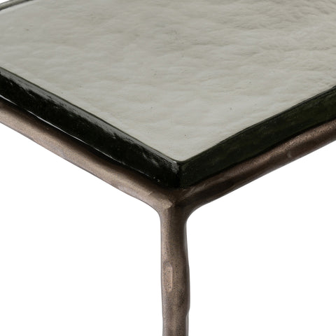 Harlow Bronze Recycled Glass Top And Iron Base Nesting End Table, 1 Piece (Style 2)