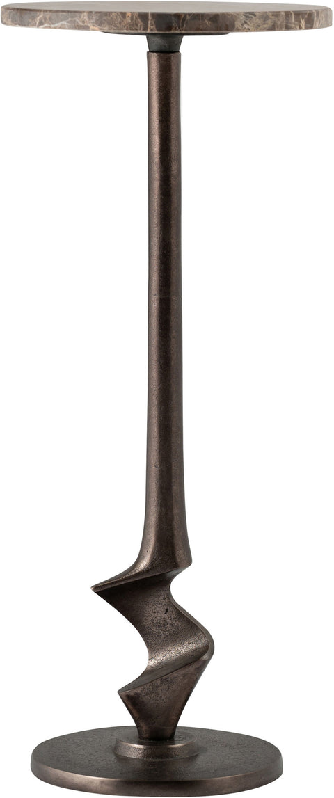 Juniper Brown Genuine Marble And Aluminum End / Side Table, 1 Piece