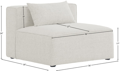Crescent Cream Durable Linen Textured Armless Chair Armless