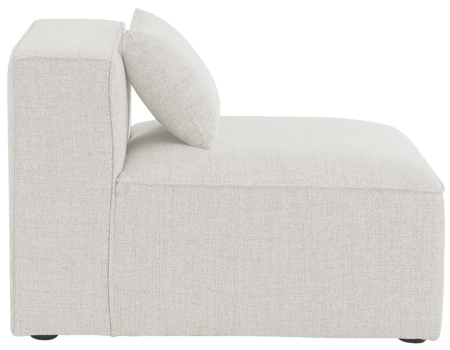 crescent cream durable linen textured armless chair armless