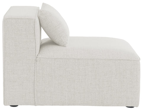 Crescent Cream Durable Linen Textured Armless Chair Armless