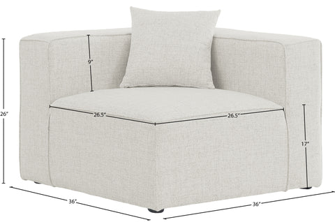 Crescent Cream Durable Linen Textured Corner Chair Corner