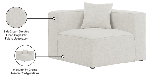 Crescent Cream Durable Linen Textured Corner Chair Corner