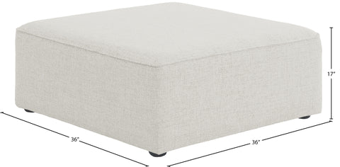 Crescent Cream Durable Linen Textured Ottoman Ott