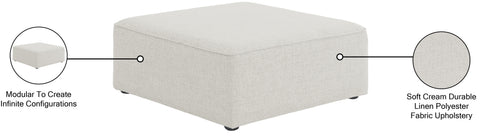 Crescent Cream Durable Linen Textured Ottoman Ott