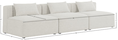 Crescent Cream Durable Linen Textured Modular Sofa S108A