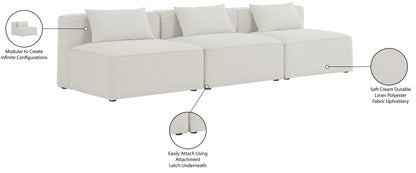 Crescent Cream Durable Linen Textured Modular Sofa S108A