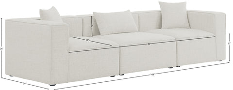 Crescent Cream Durable Linen Textured Modular Sofa S108B