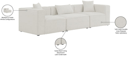 Crescent Cream Durable Linen Textured Modular Sofa S108B