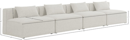 Crescent Cream Durable Linen Textured Modular Sofa S144A