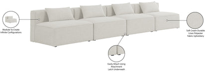 Crescent Cream Durable Linen Textured Modular Sofa S144A