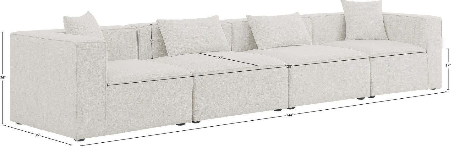 crescent cream durable linen textured modular sofa s144b