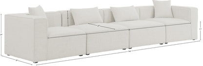 Crescent Cream Durable Linen Textured Modular Sofa S144B