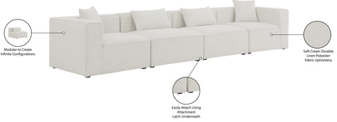 Crescent Cream Durable Linen Textured Modular Sofa S144B
