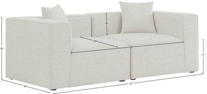 Crescent Cream Durable Linen Textured Modular Sofa S72B