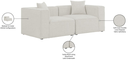 Crescent Cream Durable Linen Textured Modular Sofa S72B