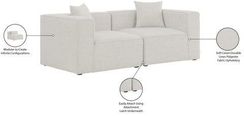 Crescent Cream Durable Linen Textured Modular Sofa S72B