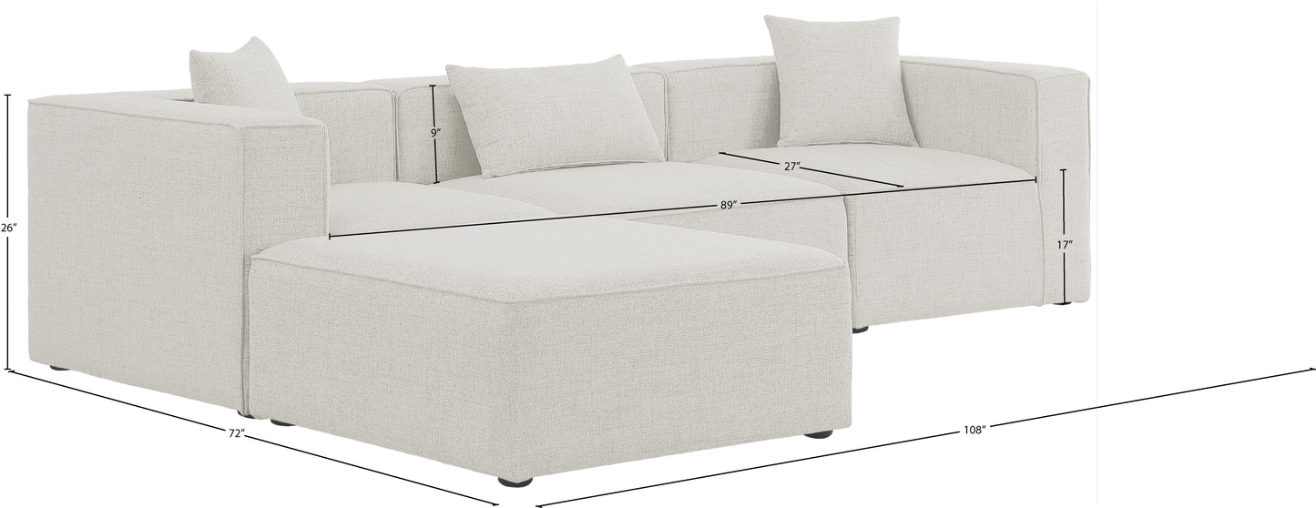 crescent cream durable linen textured modular sectional sec4a