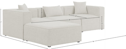 Crescent Cream Durable Linen Textured Modular Sectional Sec4A