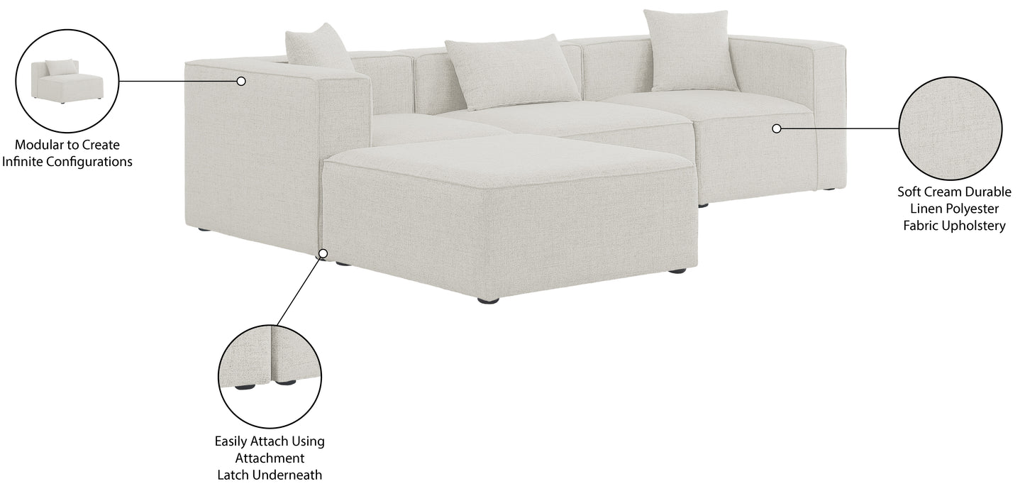 crescent cream durable linen textured modular sectional sec4a