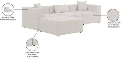 Crescent Cream Durable Linen Textured Modular Sectional Sec4A