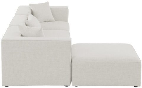 Crescent Cream Durable Linen Textured Modular Sectional Sec4A