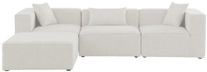 Crescent Cream Durable Linen Textured Modular Sectional Sec4A