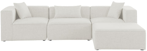 Crescent Cream Durable Linen Textured Modular Sectional Sec4A
