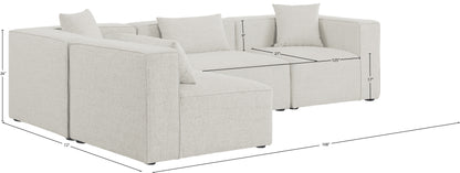 Crescent Cream Durable Linen Textured Modular Sectional Sec4B