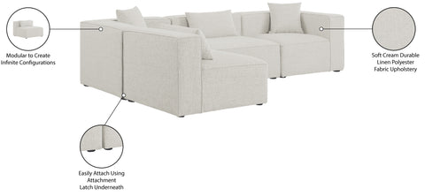 Crescent Cream Durable Linen Textured Modular Sectional Sec4B