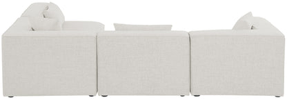 Crescent Cream Durable Linen Textured Modular Sectional Sec4B