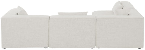 Crescent Cream Durable Linen Textured Modular Sectional Sec4B