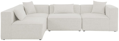 Crescent Cream Durable Linen Textured Modular Sectional Sec4B