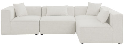 Crescent Cream Durable Linen Textured Modular Sectional Sec4B