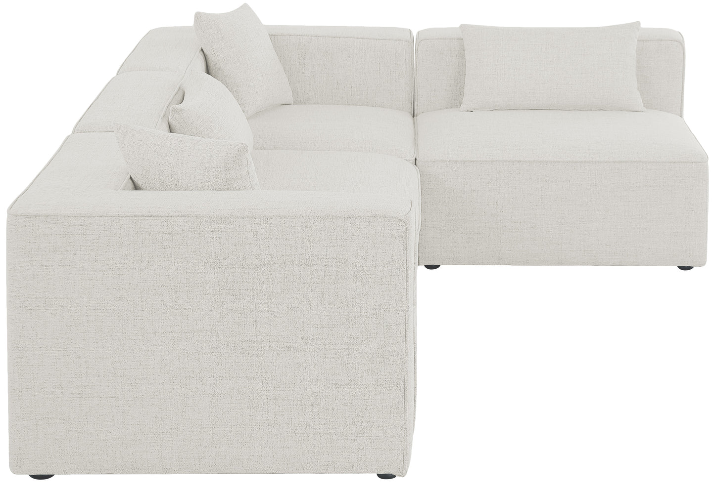 crescent cream durable linen textured modular sectional sec4b