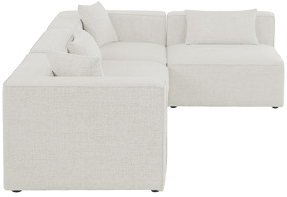 Crescent Cream Durable Linen Textured Modular Sectional Sec4B