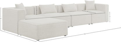 Crescent Cream Durable Linen Textured Modular Sectional Sec5A