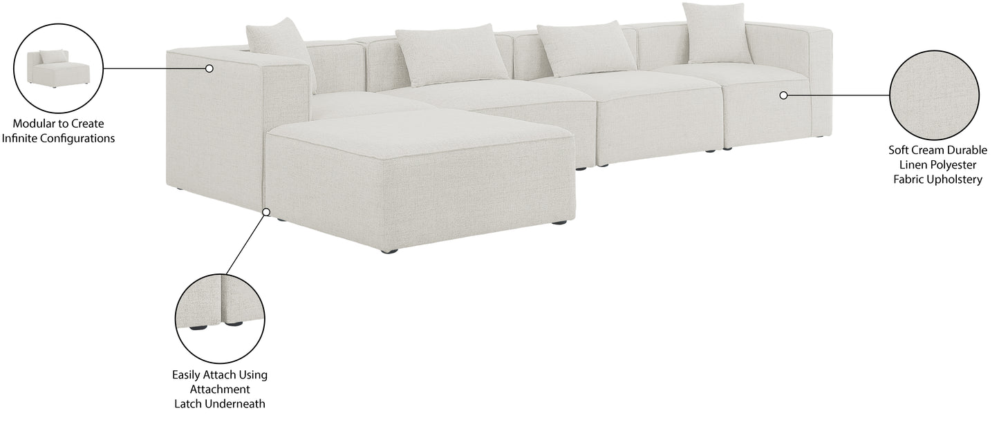 crescent cream durable linen textured modular sectional sec5a