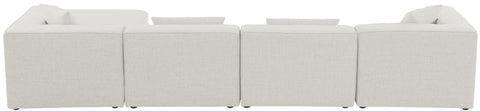 Crescent Cream Durable Linen Textured Modular Sectional Sec5A