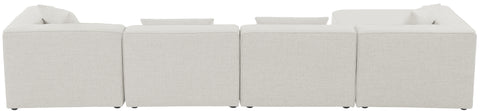 Crescent Cream Durable Linen Textured Modular Sectional Sec5A
