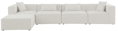 Crescent Cream Durable Linen Textured Modular Sectional Sec5A