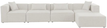 Crescent Cream Durable Linen Textured Modular Sectional Sec5A