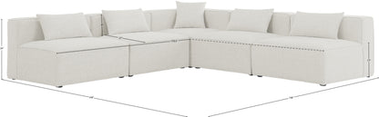 Crescent Cream Durable Linen Textured Modular Sectional Sec5B